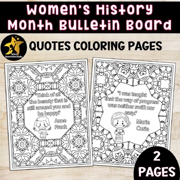 Preview of FREE Women’s History Month Coloring Pages Quotes Bulletin Board Motivational