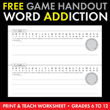 FREE “Word ADDiction” Worksheet, Word Play Game, Team Buil