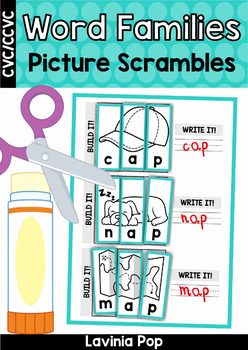 Preview of CVC Word Family Picture Scrambles FREE SAMPLER