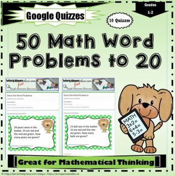 Preview of FREE Word Problems for Addition to 20 - Google Quizzes