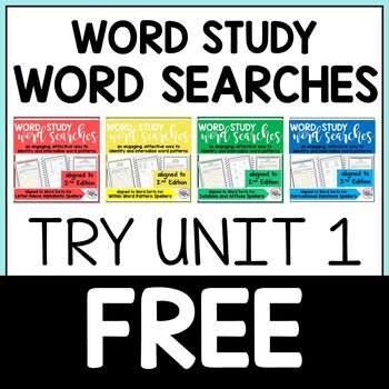 Preview of FREE Word Study Word Search Activities Words Their Way 2nd Edition
