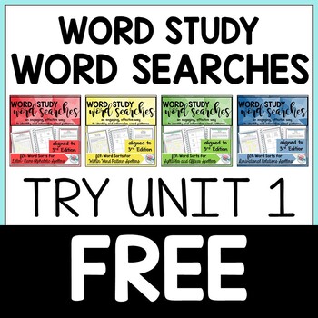 Preview of FREE Word Study Word Search Activities Words Their Way 3rd Edition