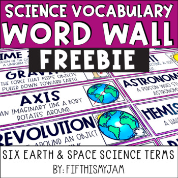 FREE Word Wall Vocabulary Cards | Earth and Space Science by Fifth is ...