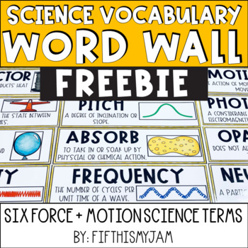 Preview of FREE Force and Motion Science Word Wall | Vocabulary Cards