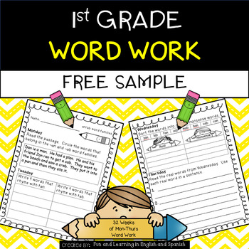 Preview of 1st Grade Word Work Activities (weekly) w/ Digital Option-FREE Distance Learning