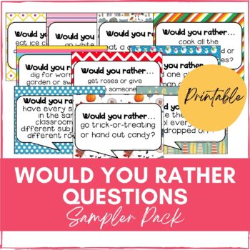 FREE Would You Rather Questions Sampler Pack by MamaTeachesStore