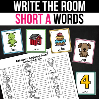 Preview of FREE Write the Room Phonics CVC Words Short a May Worksheets Activities