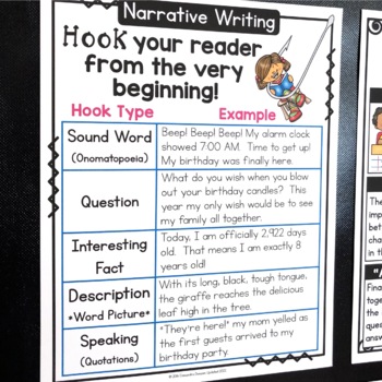 FREE Writing Hooks: Narrative Writing Hooks Poster & Hooks Writing