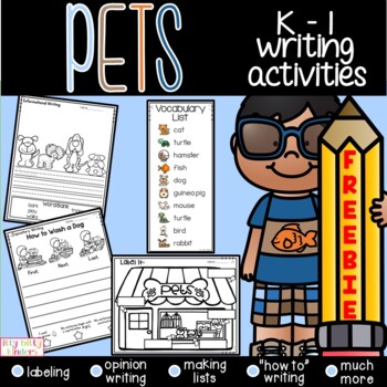 Preview of FREE Writing Resource for Kindergarten and First Grade, Pets, Writing Centers