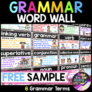Preview of FREE Writing Word Wall: Grammar Posters or Flashcards