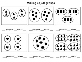 Preview of FREE! Year 1 Equal Groups Worksheets
