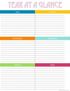 FREE Year at a Glance Calendar Printable by Mustaches in Middle School