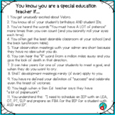 FREE "You know you are a special education teacher if…." POSTER