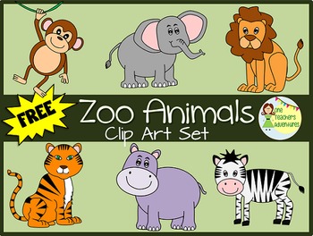Preview of FREE Zoo Animals Clip Art - 12 images for personal or commercial use