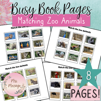 Preview of FREE! Zoo Animals MATCHING Activity - MONTESSORI Theme - Busy Book Binder