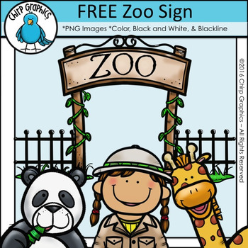 FREE Zoo Sign Clip Art - Chirp Graphics by Chirp Graphics | TpT
