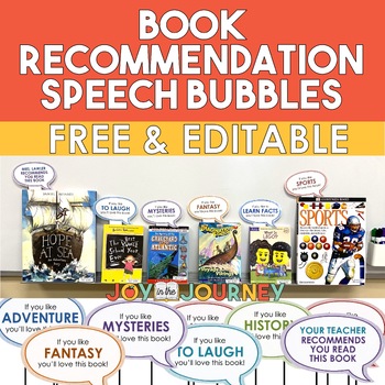 Preview of Book Recommendations Classroom Display - FREE and EDITABLE