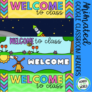 Preview of FREE animated Google Classroom headers for back to school