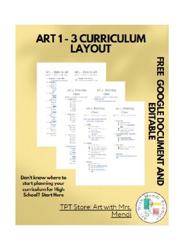 Preview of FREE art curriculum template for Art 1 - 3