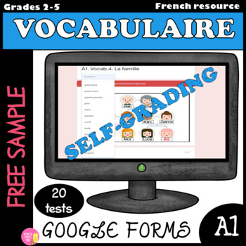 Preview of FREE beginner vocabulary Vocabulaire test Distance learning GOOGLE CLASSROOM
