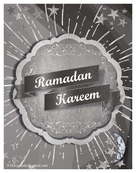 Preview of FREE black and white Ramadan informative bulletin board