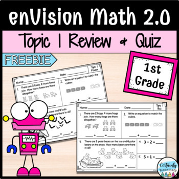 Preview of FREE enVision Math 2.0 | 1st Grade Topic 1: Review and Quiz