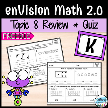 Preview of FREE enVision Math 2.0 | Kindergarten Topic 8: Review and Quiz