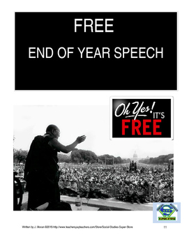 Preview of FREE end of year speech for Secondary teachers