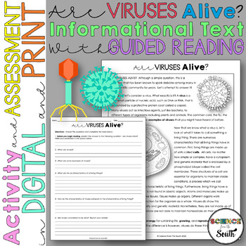 Preview of Are Viruses Alive? Guided Reading Article with Notes and Assessment