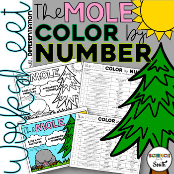 Preview of Mole Conversions Color by Number Moles Worksheet Activity with Calculations