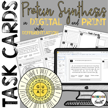 Preview of Protein Synthesis Task Cards Activity Printable or Digital Resource for Review