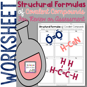 Structural Formulas of Covalent Compounds Worksheet for Review or