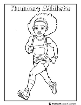 Preview of FREE for Black History Month| Athlete Coloring Page| Writing prompt| Afrocentric