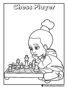 Preview of Chess Player Coloring Page| Tunde Onakoya | Afrocentric| History