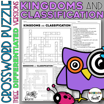Preview of Kingdoms and Classification of Organisms ( Living Things ) Crossword Puzzle