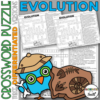 Preview of Evolution Review Crossword Puzzle Worksheet Activity in Digital and Print