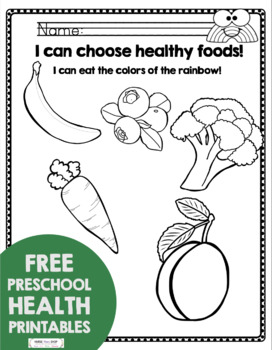 free health and nutrition preschool and kindergarten printables tpt