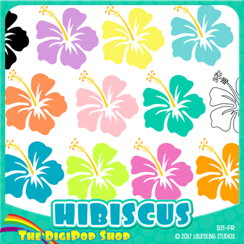 Preview of FREE hibiscus clipart// .png files - black and white included