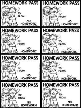 FREE homework pass printables by MsJBird | Teachers Pay Teachers