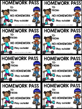 Preview of FREE homework pass printables