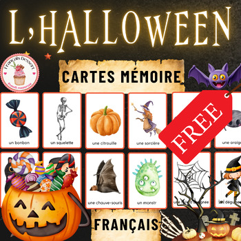 Preview of FREE l'Halloween cartes mémoire français, Halloween flashcards free French