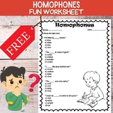 FREE l Homophones Worksheet l Speech and Language