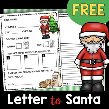 Preview of FREE letter to Santa - kindergarten - first grade - Christmas Writing Prompts