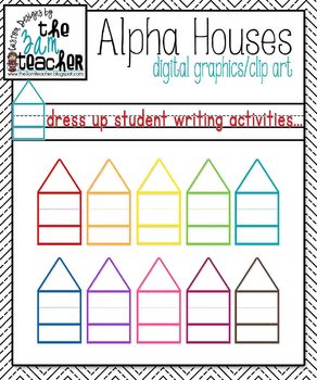 Preview of FREE on TpT!! Colorful Alphabet Writing Houses