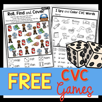 Preview of FREE phonics games - CVC words - reading short vowels Kindergarten Centers