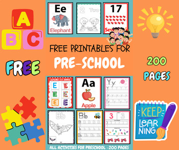 Preview of FREE preschool printables activities 200 pages