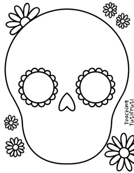 Preview of FREE printable Day of the dead skull outline / Día de los muertos  GRATIS