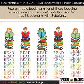 free printable read read read bookmarks by jen strange