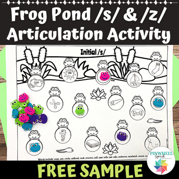 Preview of FREE S and Z Spring Frog Pond Printable Articulation Speech Therapy Leap Year