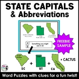 FREE sample from U.S. State Capitals and Abbreviations Puzzles